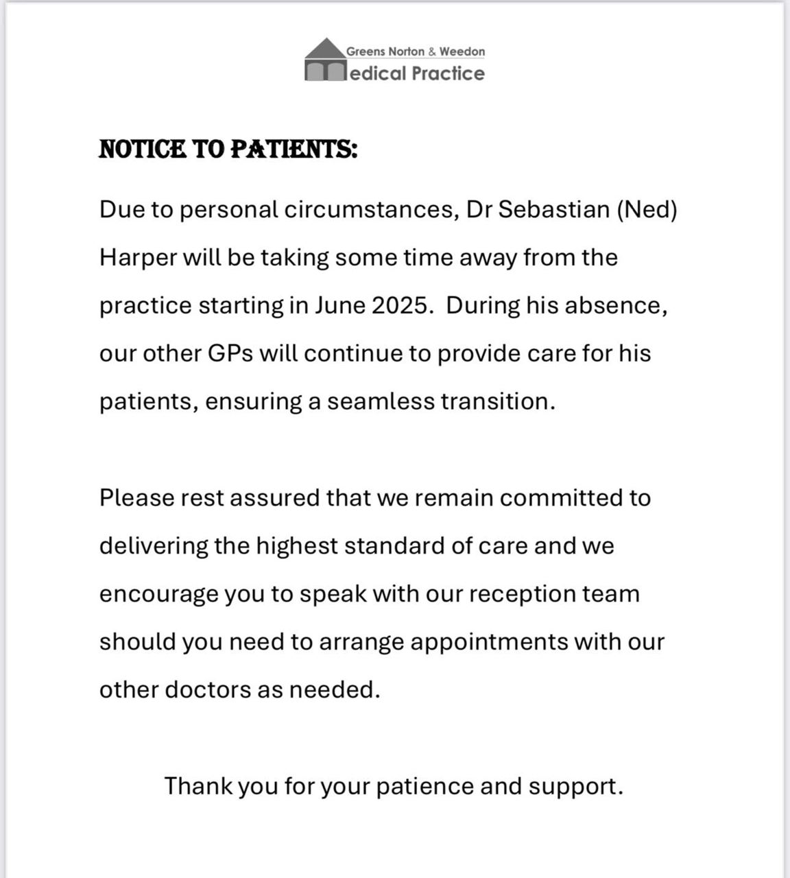 Patient Notice